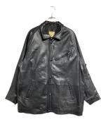 Vooボー）の古着「シープレザーコーチジャケット/Sheep leather coach jacket」｜ブラック