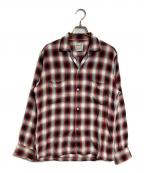 TOWN CRAFTタウンクラフト）の古着「シャドーチェックオープンカラーシャツ/Open collar shirt」｜レッド×ブラック