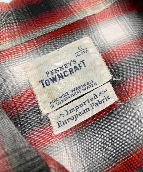 TOWN CRAFT（タウンクラフト）TOWN CRAFT (タウンクラフト) シャドーチェックオープンカラーシャツ/Open collar shirt レッド×ブラック サイズ:Sの古着・服飾アイテム