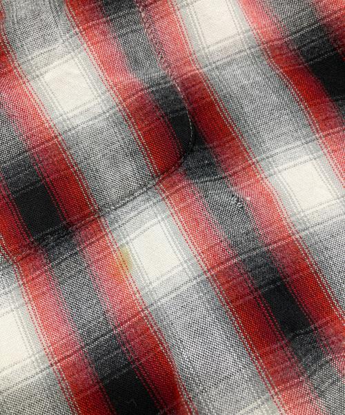 TOWN CRAFT（タウンクラフト）TOWN CRAFT (タウンクラフト) シャドーチェックオープンカラーシャツ/Open collar shirt レッド×ブラック サイズ:Sの古着・服飾アイテム