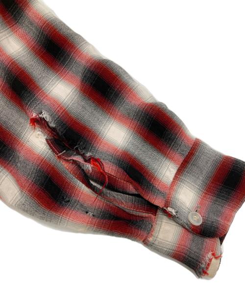 TOWN CRAFT（タウンクラフト）TOWN CRAFT (タウンクラフト) シャドーチェックオープンカラーシャツ/Open collar shirt レッド×ブラック サイズ:Sの古着・服飾アイテム