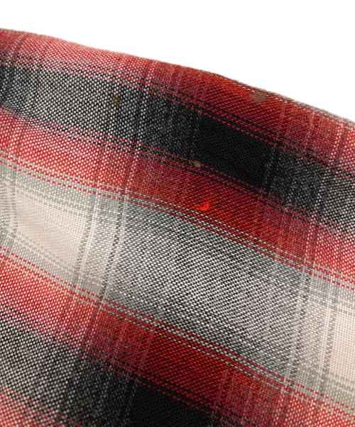 TOWN CRAFT（タウンクラフト）TOWN CRAFT (タウンクラフト) シャドーチェックオープンカラーシャツ/Open collar shirt レッド×ブラック サイズ:Sの古着・服飾アイテム