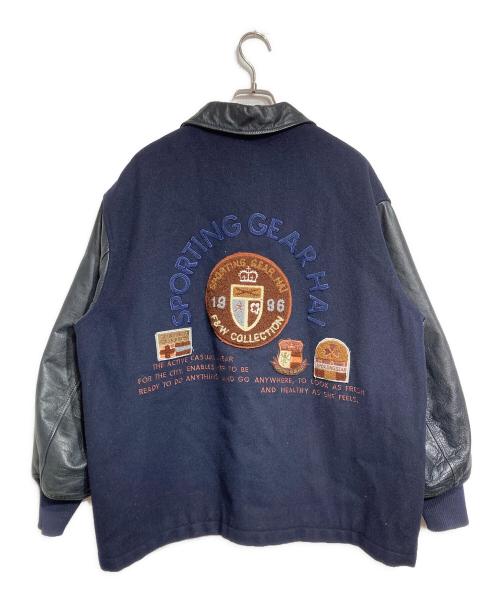 HAI SPORTING GEAR（ハイスポーツギア）HAI SPORTING GEAR (ハイスポーツギア) レザー切替スタジャン/Leather switch stadium jacket ネイビー×ブラック サイズ:Mの古着・服飾アイテム