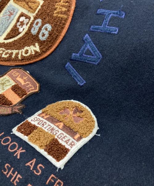 HAI SPORTING GEAR（ハイスポーツギア）HAI SPORTING GEAR (ハイスポーツギア) レザー切替スタジャン/Leather switch stadium jacket ネイビー×ブラック サイズ:Mの古着・服飾アイテム