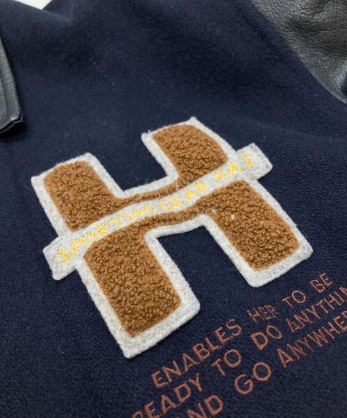 HAI SPORTING GEAR（ハイスポーツギア）HAI SPORTING GEAR (ハイスポーツギア) レザー切替スタジャン/Leather switch stadium jacket ネイビー×ブラック サイズ:Mの古着・服飾アイテム