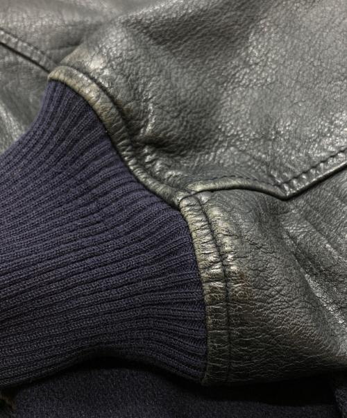 HAI SPORTING GEAR（ハイスポーツギア）HAI SPORTING GEAR (ハイスポーツギア) レザー切替スタジャン/Leather switch stadium jacket ネイビー×ブラック サイズ:Mの古着・服飾アイテム