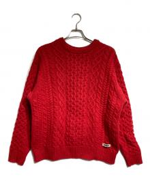 NKNIT（エヌニット）の古着「ハートケーブルクルーネックニット/Heart Cable Knit Crew Neck Sweater」｜レッド
