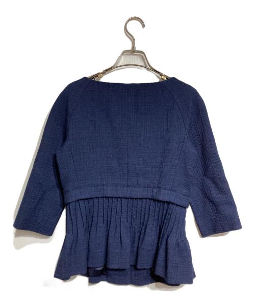 Christian Dior（クリスチャン ディオール）Christian Dior (クリスチャン ディオール) ペプラムツイードジャケット/Peplum Tweed Jacket ネイビー サイズ:38の古着・服飾アイテム