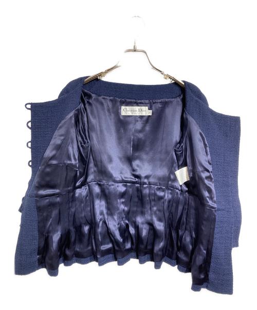 Christian Dior（クリスチャン ディオール）Christian Dior (クリスチャン ディオール) ペプラムツイードジャケット/Peplum Tweed Jacket ネイビー サイズ:38の古着・服飾アイテム