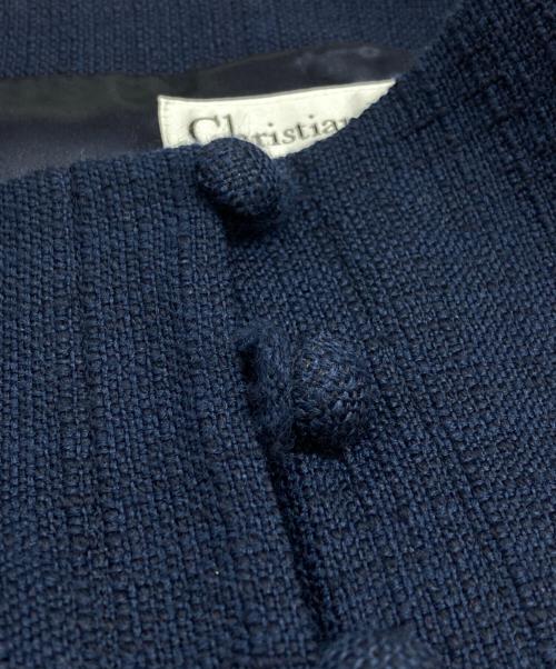 Christian Dior（クリスチャン ディオール）Christian Dior (クリスチャン ディオール) ペプラムツイードジャケット/Peplum Tweed Jacket ネイビー サイズ:38の古着・服飾アイテム