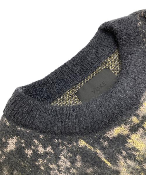 YOKE（ヨーク）YOKE (ヨーク) Jacquard Mohair Sweater/ジャガードモヘアセーター イエロー×グレー サイズ:2の古着・服飾アイテム