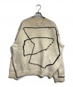 YOKEヨーク）の古着「CONTINUOUS LINE EMBROIDERY SWEATE/コンティニュアスラインエンブロイダリースウェット」｜ホワイト