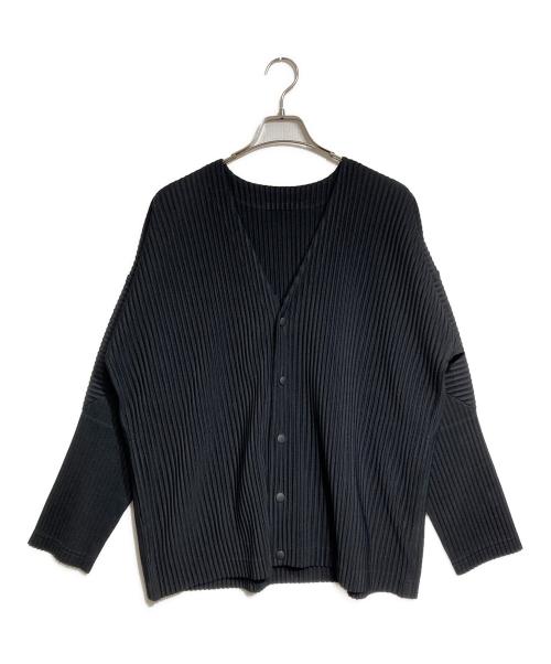 HOMME PLISSE ISSEY MIYAKE（オム プリッセ イッセイ ミヤケ）HOMME PLISSE ISSEY MIYAKE (オム プリッセ イッセイ ミヤケ) Vネックプリーツカーディガン/Pleated Cardigan ブラック サイズ:2の古着・服飾アイテム