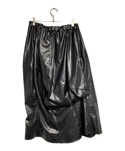 COMME des GARCONS（コムデギャルソン）COMME des GARCONS (コムデギャルソン) フェイクレザドローストリング スカート/Faux Leather Drawstring Skirt ブラック サイズ:Sの古着・服飾アイテム