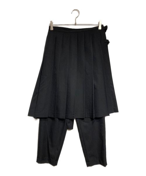 ROBE DE CHAMBRE COMME DES GARCONS（ローブドシャンブル コムデギャルソン）ROBE DE CHAMBRE COMME DES GARCONS (ローブドシャンブル コムデギャルソン) ウールギャバスカートレイヤードパンツ/Wool Gabardine Layered Pants ブラック サイズ:Lの古着・服飾アイテム