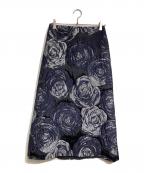 DRAWERドゥロワー）の古着「フラワージャカードスカート/Floral Jacquard Skirt」｜ネイビー