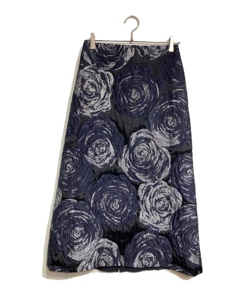 DRAWER（ドゥロワー）DRAWER (ドゥロワー) フラワージャカードスカート/Floral Jacquard Skirt ネイビー サイズ:36の古着・服飾アイテム
