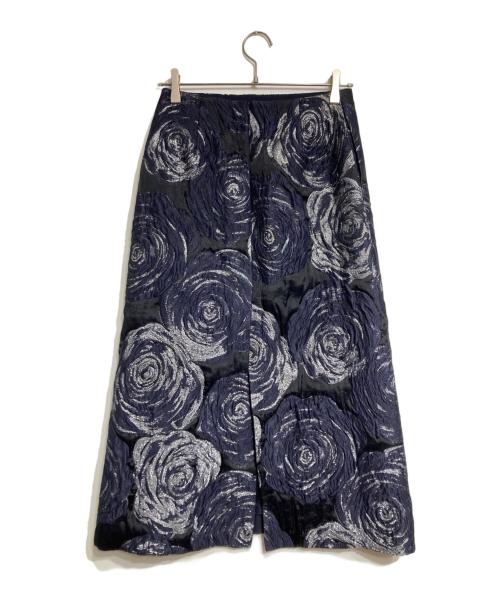 DRAWER（ドゥロワー）DRAWER (ドゥロワー) フラワージャカードスカート/Floral Jacquard Skirt ネイビー サイズ:36の古着・服飾アイテム