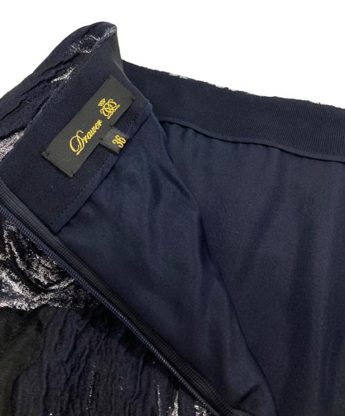 DRAWER（ドゥロワー）DRAWER (ドゥロワー) フラワージャカードスカート/Floral Jacquard Skirt ネイビー サイズ:36の古着・服飾アイテム