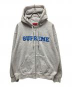 SUPREMEシュプリーム）の古着「Collegiate Applique Zip Up Hoouded」｜グレー