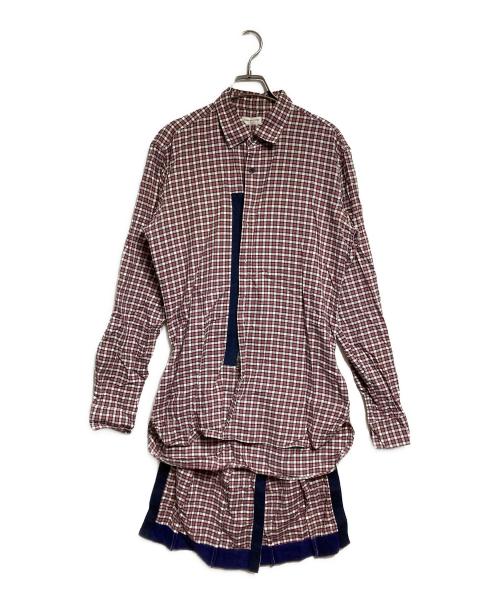 DRIES VAN NOTEN（ドリスヴァンノッテン）DRIES VAN NOTEN (ドリスヴァンノッテン) ボンテージシャツ レッド サイズ:48の古着・服飾アイテム
