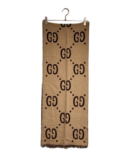 GUCCI（グッチ）GUCCI (グッチ) GGジャガードウールシルクストール/Jacquard wool silk scarf ベージュの古着・服飾アイテム