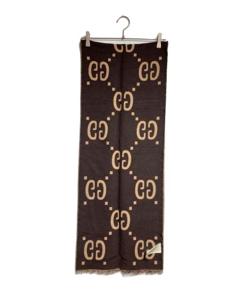 GUCCI（グッチ）GUCCI (グッチ) GGジャガードウールシルクストール/Jacquard wool silk scarf ベージュの古着・服飾アイテム