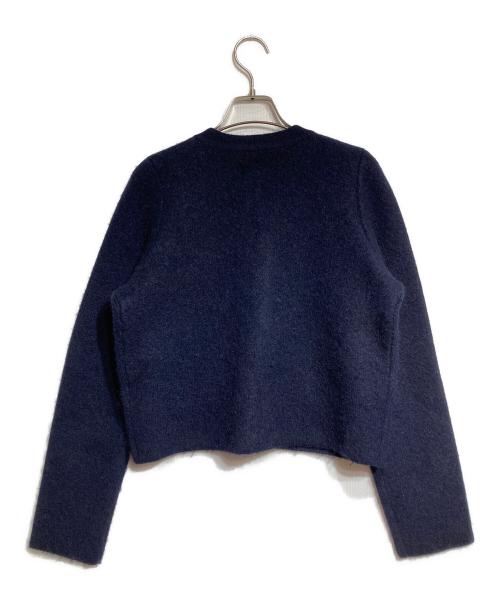 anuans（アニュアンス）anuans (アニュアンス) Cashmere Blend No-Collar Knit Jacket /カシミヤブレンドノーカラーニットジャケット ネイビー サイズ:Ｆの古着・服飾アイテム