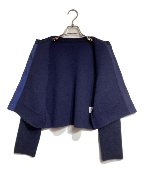 anuans（アニュアンス）anuans (アニュアンス) Cashmere Blend No-Collar Knit Jacket /カシミヤブレンドノーカラーニットジャケット ネイビー サイズ:Ｆの古着・服飾アイテム