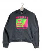 MM6 Maison Margielaエムエムシックスメゾンマルジェラ）の古着「Printed Zip-up Hoodie/プリンテッドジップアップフーディー」｜グレー