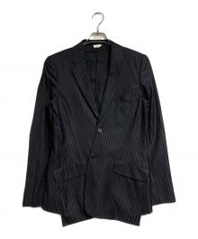 COMME des GARCONS HOMME PLUS（コムデギャルソンオムプリュス）の古着「捻じれストライプウールシルクテーラードジャケット/Wool Silk Tailored Jacket」｜ブラック×ネイビー