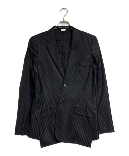 COMME des GARCONS HOMME PLUS（コムデギャルソンオムプリュス）COMME des GARCONS HOMME PLUS (コムデギャルソンオムプリュス) 捻じれストライプウールシルクテーラードジャケット/Wool Silk Tailored Jacket ブラック×ネイビー サイズ:Sの古着・服飾アイテム