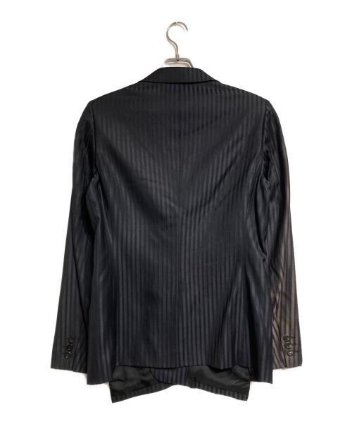 COMME des GARCONS HOMME PLUS（コムデギャルソンオムプリュス）COMME des GARCONS HOMME PLUS (コムデギャルソンオムプリュス) 捻じれストライプウールシルクテーラードジャケット/Wool Silk Tailored Jacket ブラック×ネイビー サイズ:Sの古着・服飾アイテム