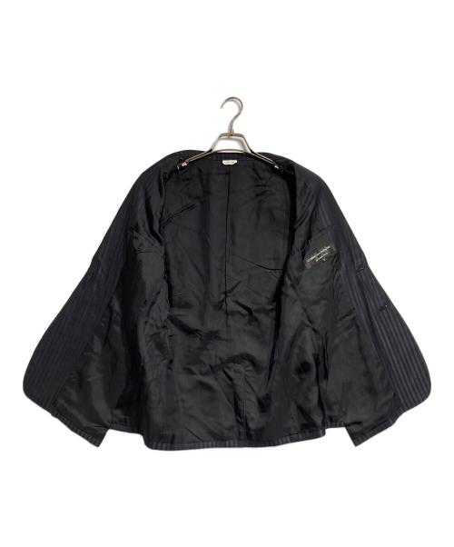 COMME des GARCONS HOMME PLUS（コムデギャルソンオムプリュス）COMME des GARCONS HOMME PLUS (コムデギャルソンオムプリュス) 捻じれストライプウールシルクテーラードジャケット/Wool Silk Tailored Jacket ブラック×ネイビー サイズ:Sの古着・服飾アイテム