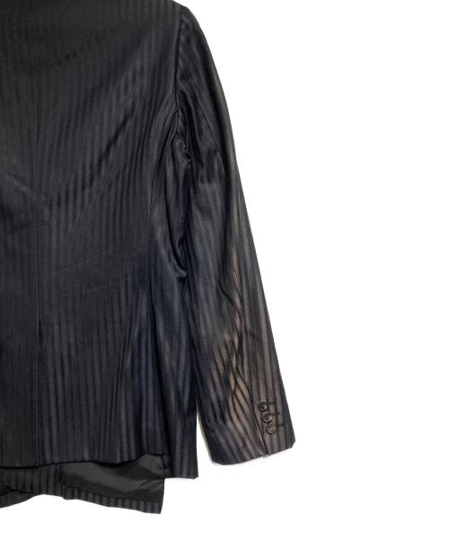 COMME des GARCONS HOMME PLUS（コムデギャルソンオムプリュス）COMME des GARCONS HOMME PLUS (コムデギャルソンオムプリュス) 捻じれストライプウールシルクテーラードジャケット/Wool Silk Tailored Jacket ブラック×ネイビー サイズ:Sの古着・服飾アイテム