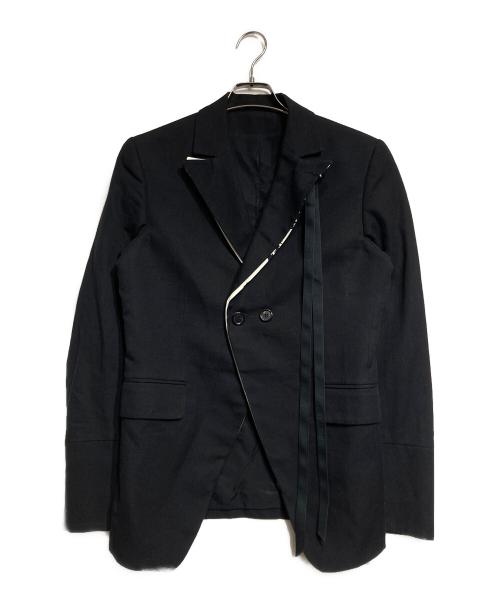 ANN DEMEULEMEESTER（アンドゥムルメステール）ANN DEMEULEMEESTER (アンドゥムルメステール) コットンリネンデザインジャケット/Cotton-Linen Design Jacket ブラック サイズ:XSの古着・服飾アイテム