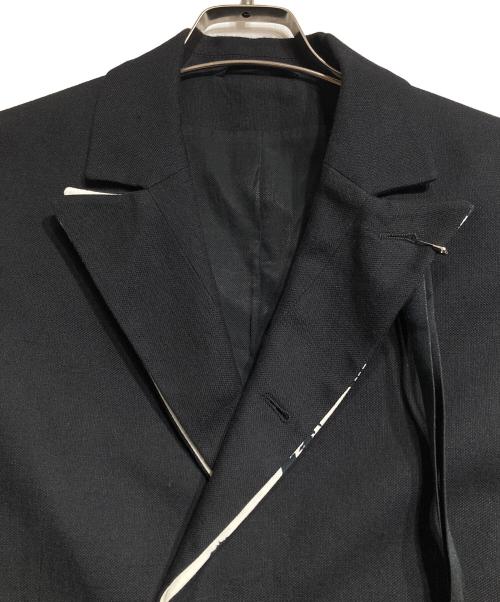 ANN DEMEULEMEESTER（アンドゥムルメステール）ANN DEMEULEMEESTER (アンドゥムルメステール) コットンリネンデザインジャケット/Cotton-Linen Design Jacket ブラック サイズ:XSの古着・服飾アイテム