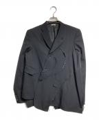 COMME des GARCONS HOMME PLUSコムデギャルソンオムプリュス）の古着「捻じれ断ち切りテーラードジャケット/Twisted cut tailored jacket」｜ブラック