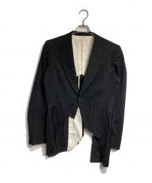 COMME des GARCONS HOMME PLUS（コムデギャルソンオムプリュス）の古着「1Bカットオフデザインジャケット/Raw Edge Single-Button Jacket」｜ブラック