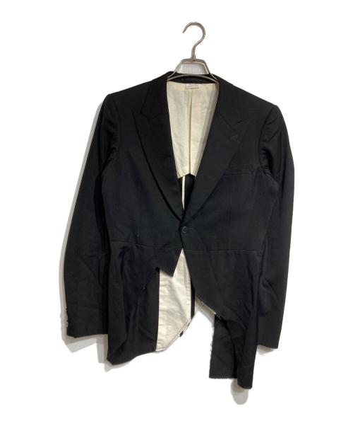 COMME des GARCONS HOMME PLUS（コムデギャルソンオムプリュス）COMME des GARCONS HOMME PLUS (コムデギャルソンオムプリュス) 1Bカットオフデザインジャケット/Raw Edge Single-Button Jacket ブラック サイズ:Sの古着・服飾アイテム