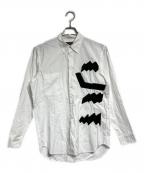 COMME des GARCONS HOMME PLUSコムデギャルソンオムプリュス）の古着「ベロアパッチデザインシャツ」｜ホワイト