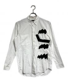 COMME des GARCONS HOMME PLUS（コムデギャルソンオムプリュス）の古着「ベロアパッチデザインシャツ」｜ホワイト