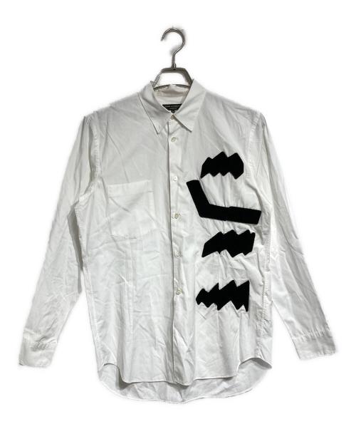 COMME des GARCONS HOMME PLUS（コムデギャルソンオムプリュス）COMME des GARCONS HOMME PLUS (コムデギャルソンオムプリュス) ベロアパッチデザインシャツ ホワイト サイズ:SSの古着・服飾アイテム