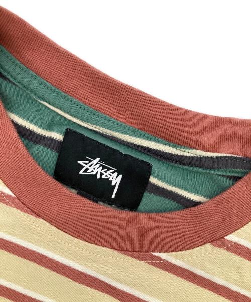 stussy（ステューシー）stussy (ステューシー) マルチボーダーTシャツ ベージュ サイズ:Sの古着・服飾アイテム