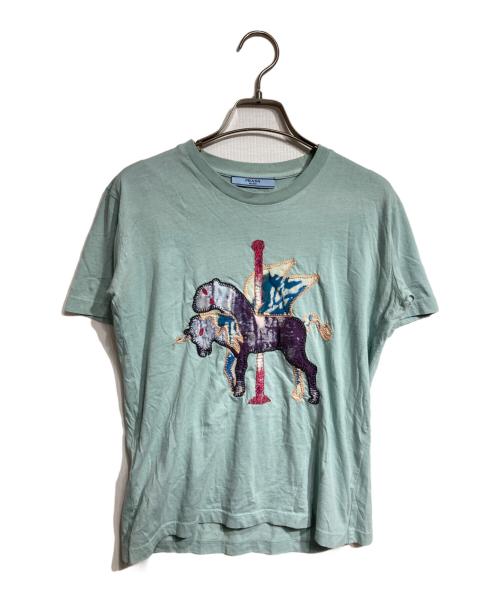 PRADA（プラダ）PRADA (プラダ) ユニコーン刺繍Tシャツ/Embroidered unicorn T-shirt ブルー サイズ:Mの古着・服飾アイテム