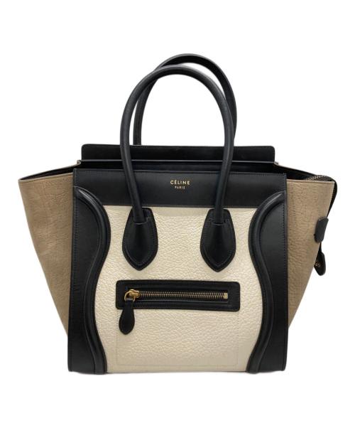 CELINE（セリーヌ）CELINE (セリーヌ) ラゲージマイクロショッパー/Luggage Micro Shopper ブラウン×ブラックの古着・服飾アイテム