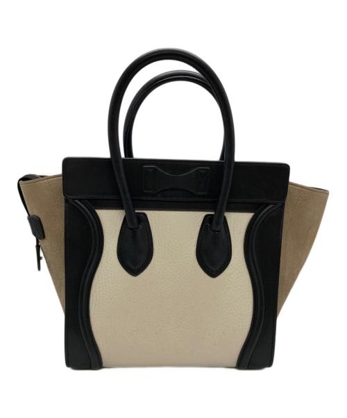 CELINE（セリーヌ）CELINE (セリーヌ) ラゲージマイクロショッパー/Luggage Micro Shopper ブラウン×ブラックの古着・服飾アイテム