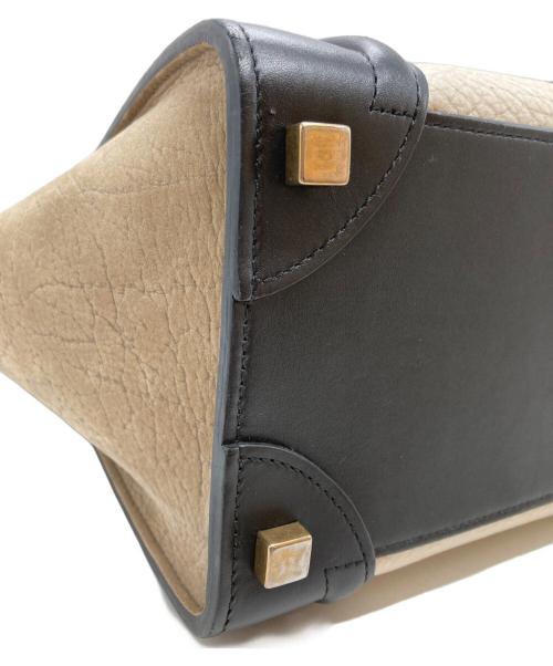 CELINE（セリーヌ）CELINE (セリーヌ) ラゲージマイクロショッパー/Luggage Micro Shopper ブラウン×ブラックの古着・服飾アイテム