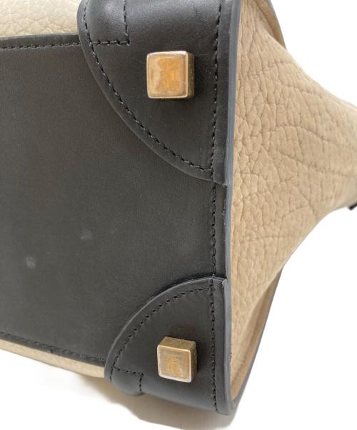 CELINE（セリーヌ）CELINE (セリーヌ) ラゲージマイクロショッパー/Luggage Micro Shopper ブラウン×ブラックの古着・服飾アイテム