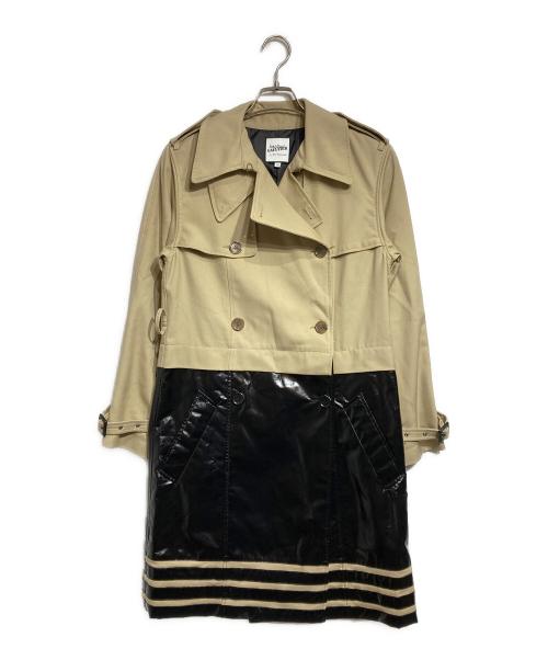 Jean Paul GAULTIER（ジャンポールゴルチェ）Jean Paul GAULTIER (ジャンポールゴルチェ) PVC切替トレンチコート ベージュ×ブラック サイズ:40の古着・服飾アイテム